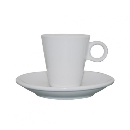 Witte Lukas Espresso SET met een inhoud van 7.5 cl. zowel kopje als schotel geschikt voor bedrukken